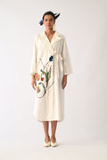 Botanica Ivory Wrap Appliqué Dress
