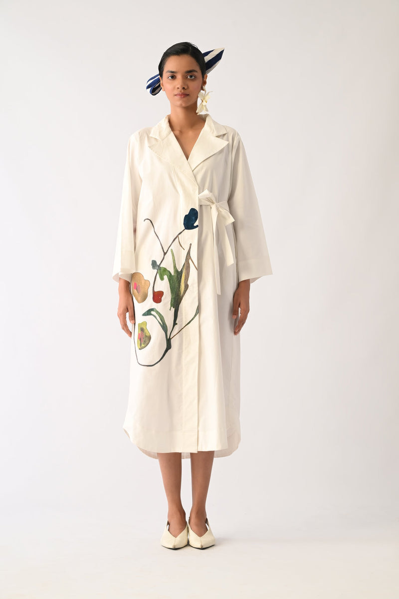 Botanica Ivory Wrap Appliqué Dress