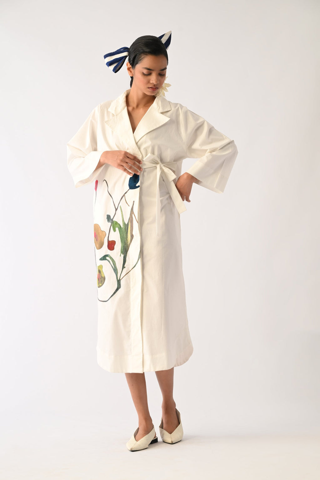 Botanica Ivory Wrap Appliqué Dress
