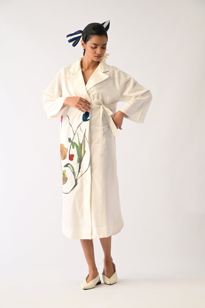 Botanica Ivory Wrap Appliqué Dress