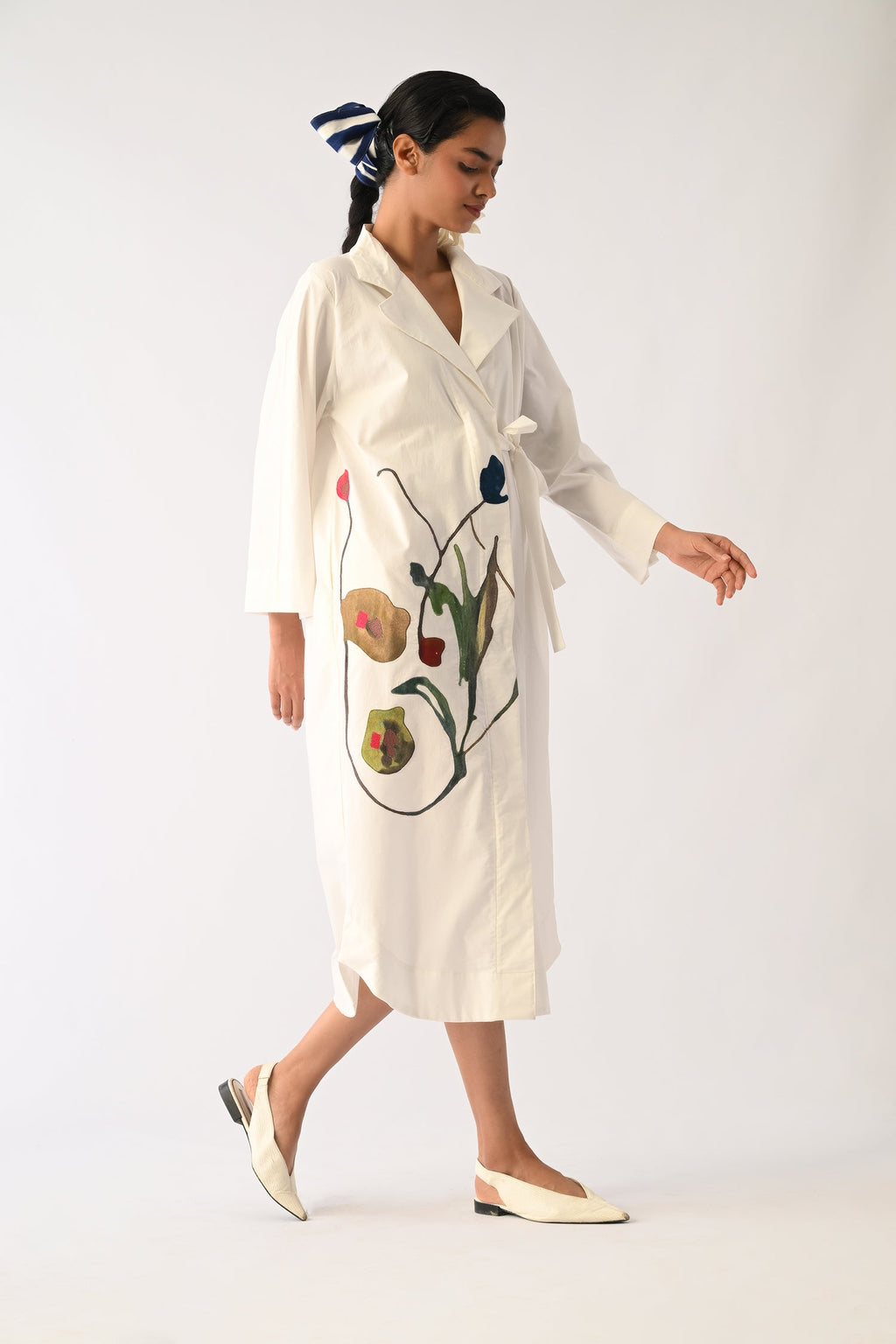 Botanica Ivory Wrap Appliqué Dress