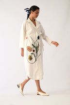 Botanica Ivory Wrap Appliqué Dress