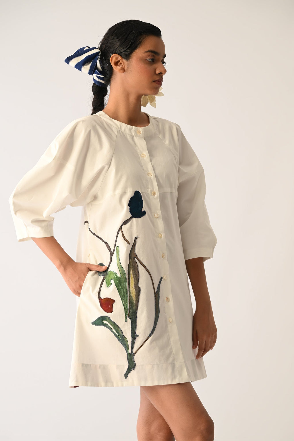 Botanica Ivory Bubble Aline Appliqué Dress