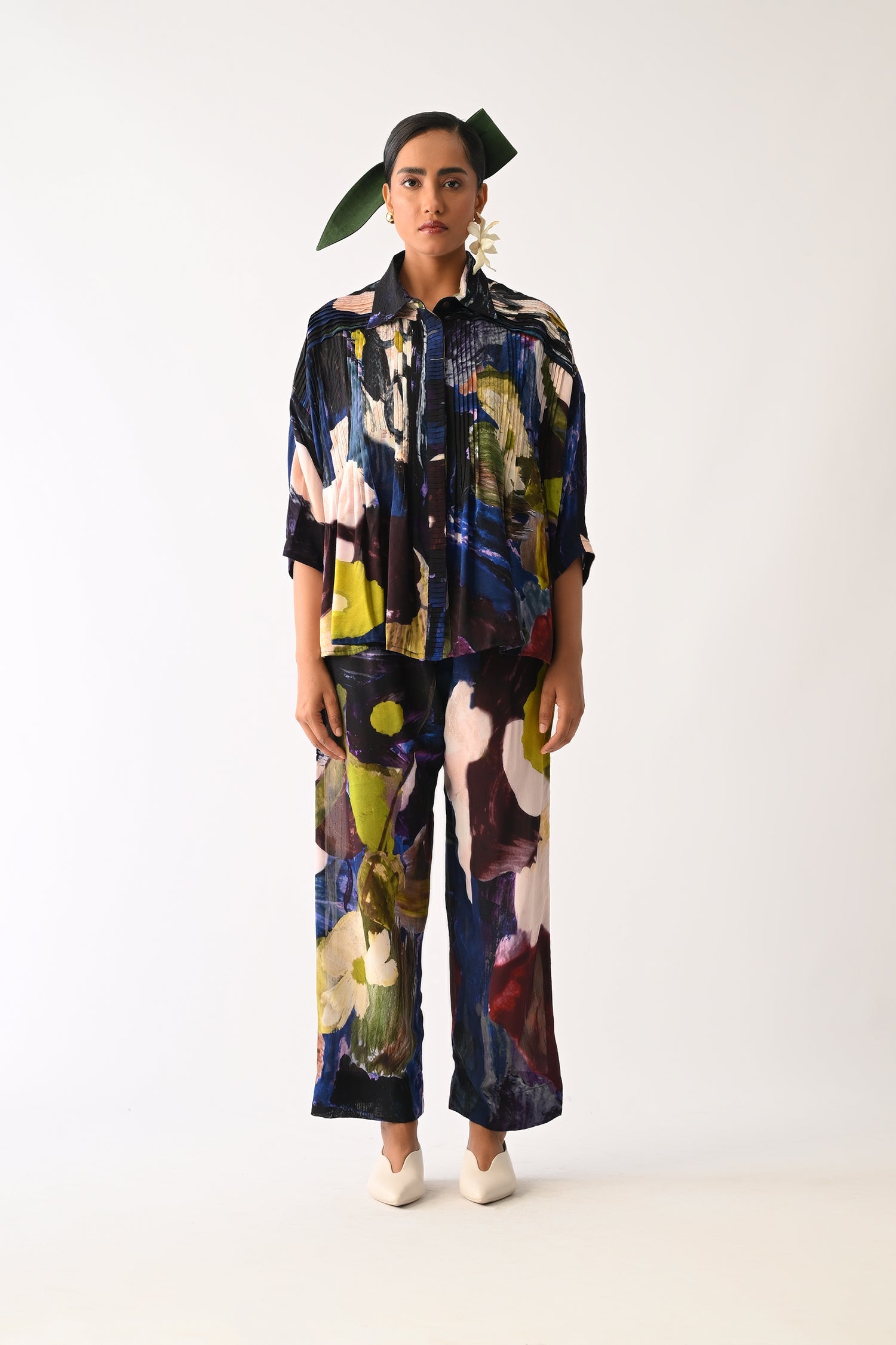 Cobalis Pintuck Shirt Set