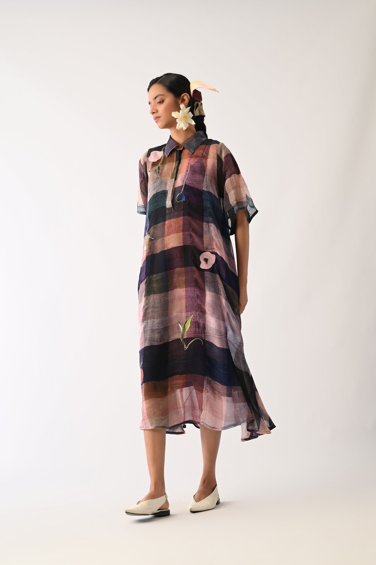 Afterglow Overlay Appliqué Dress