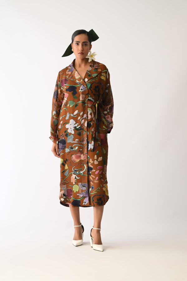 Luminia Brown Wrap Dress