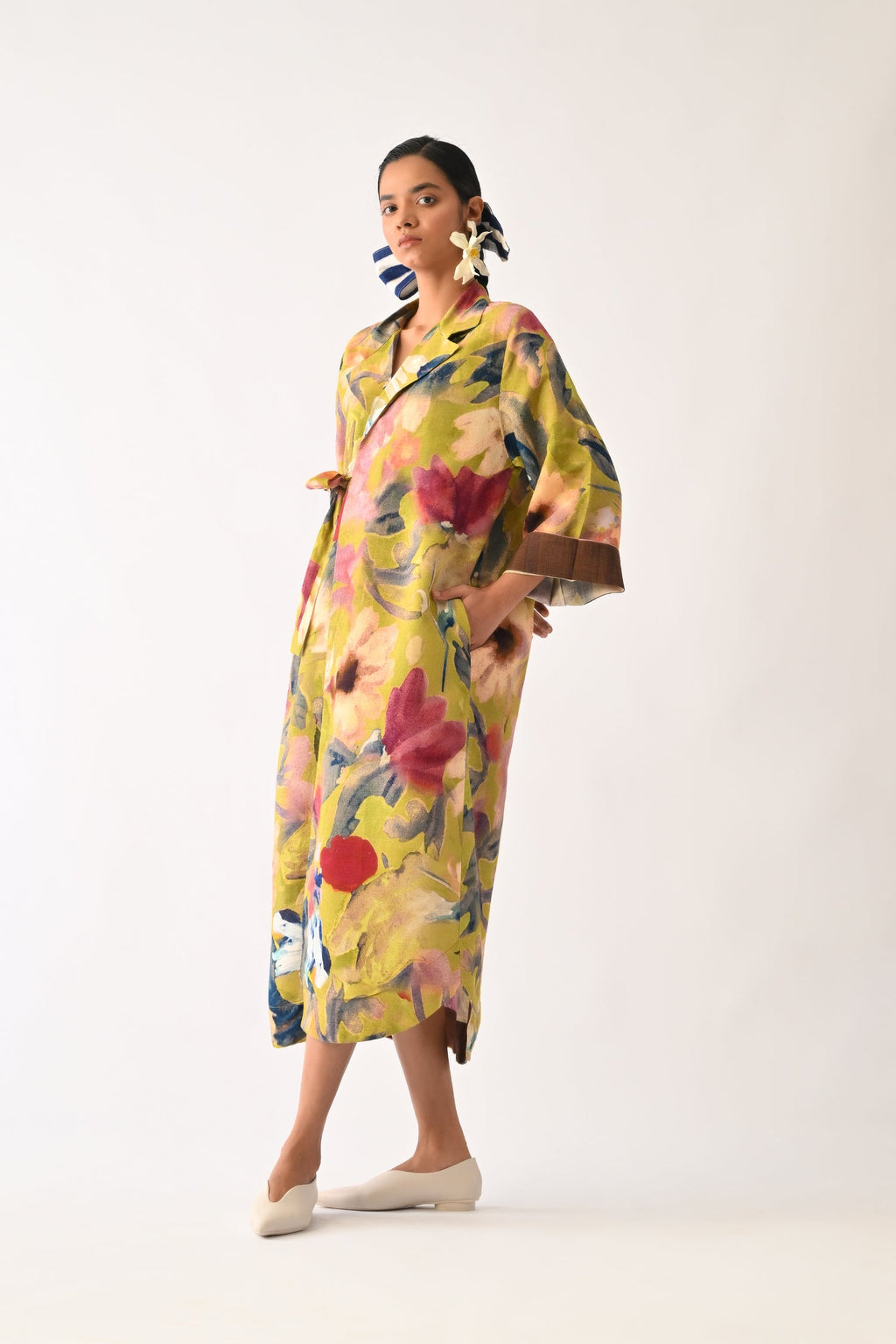 Liberty Olive Wrap  Dress