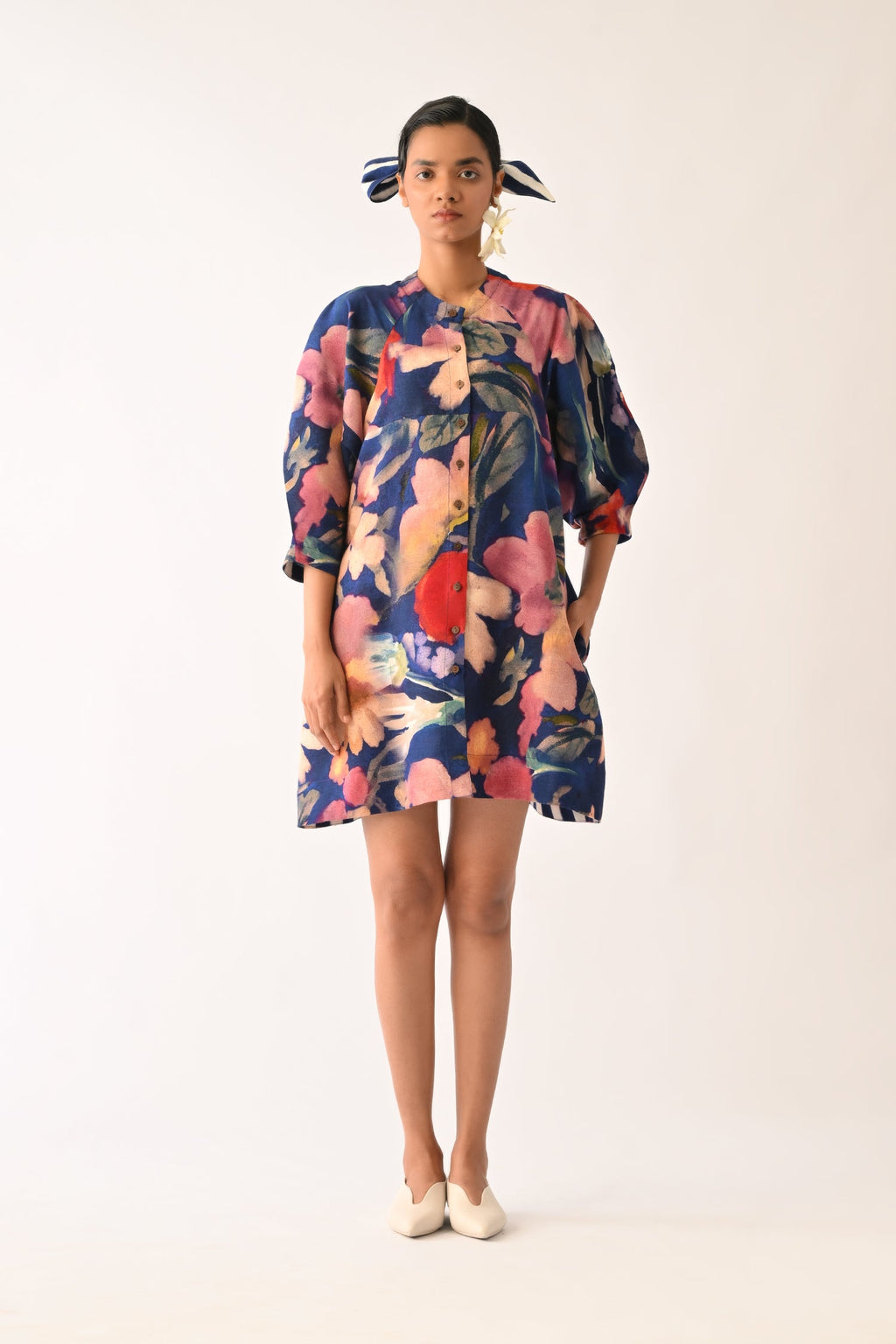 Liberty RB Bubble Sleeve Aline Short Dress