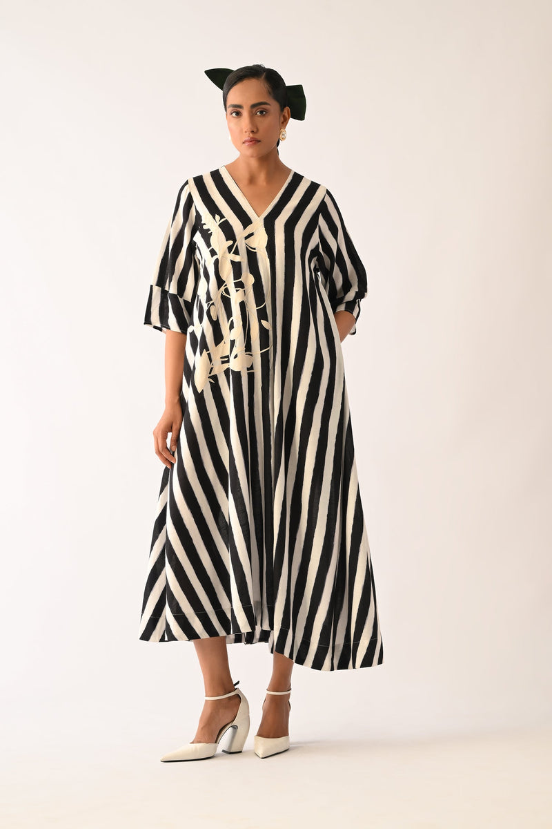 Revolt B&W Mayflower Appliqué Dress