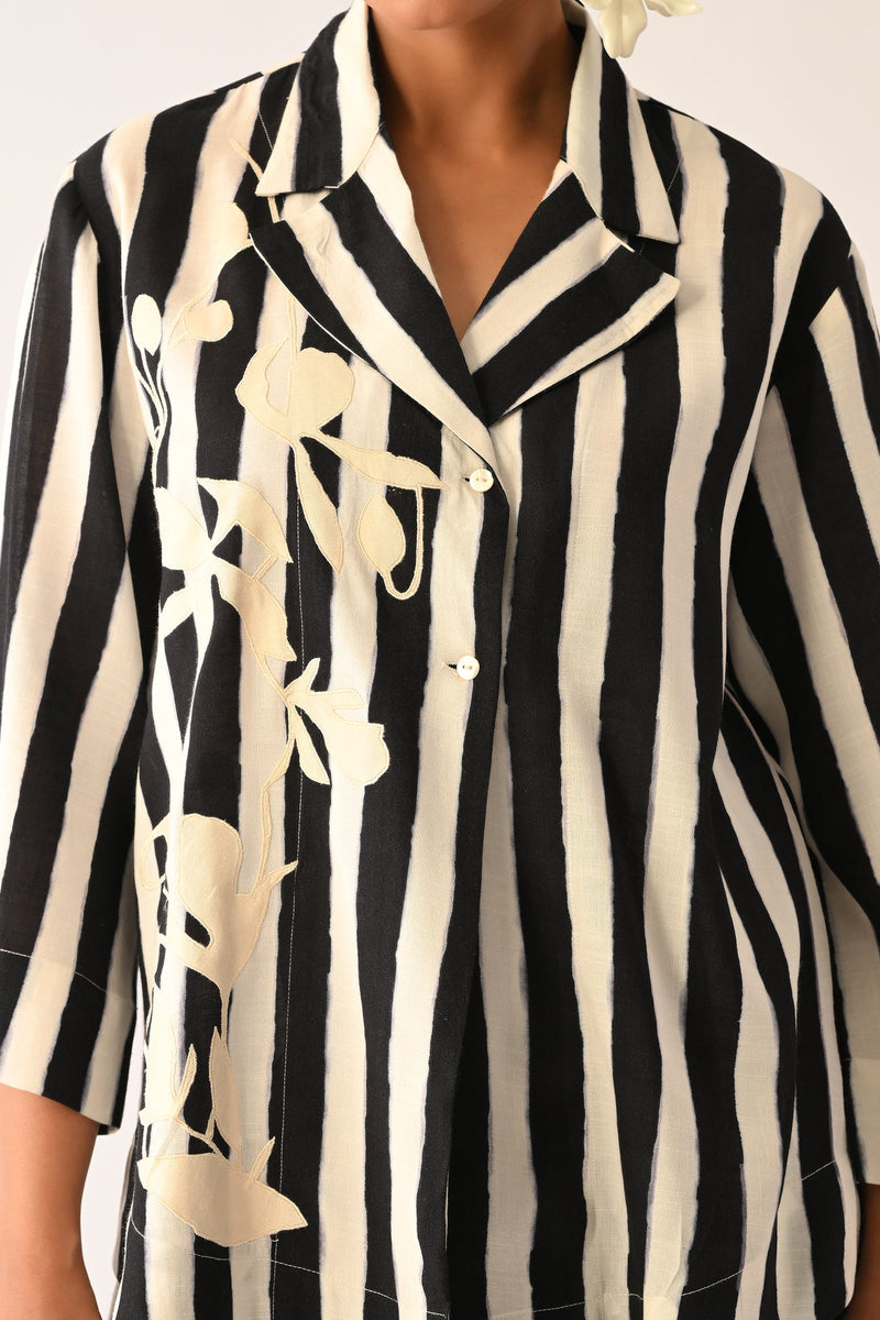 Revolt B&W Psyflora Appliqué Jacket