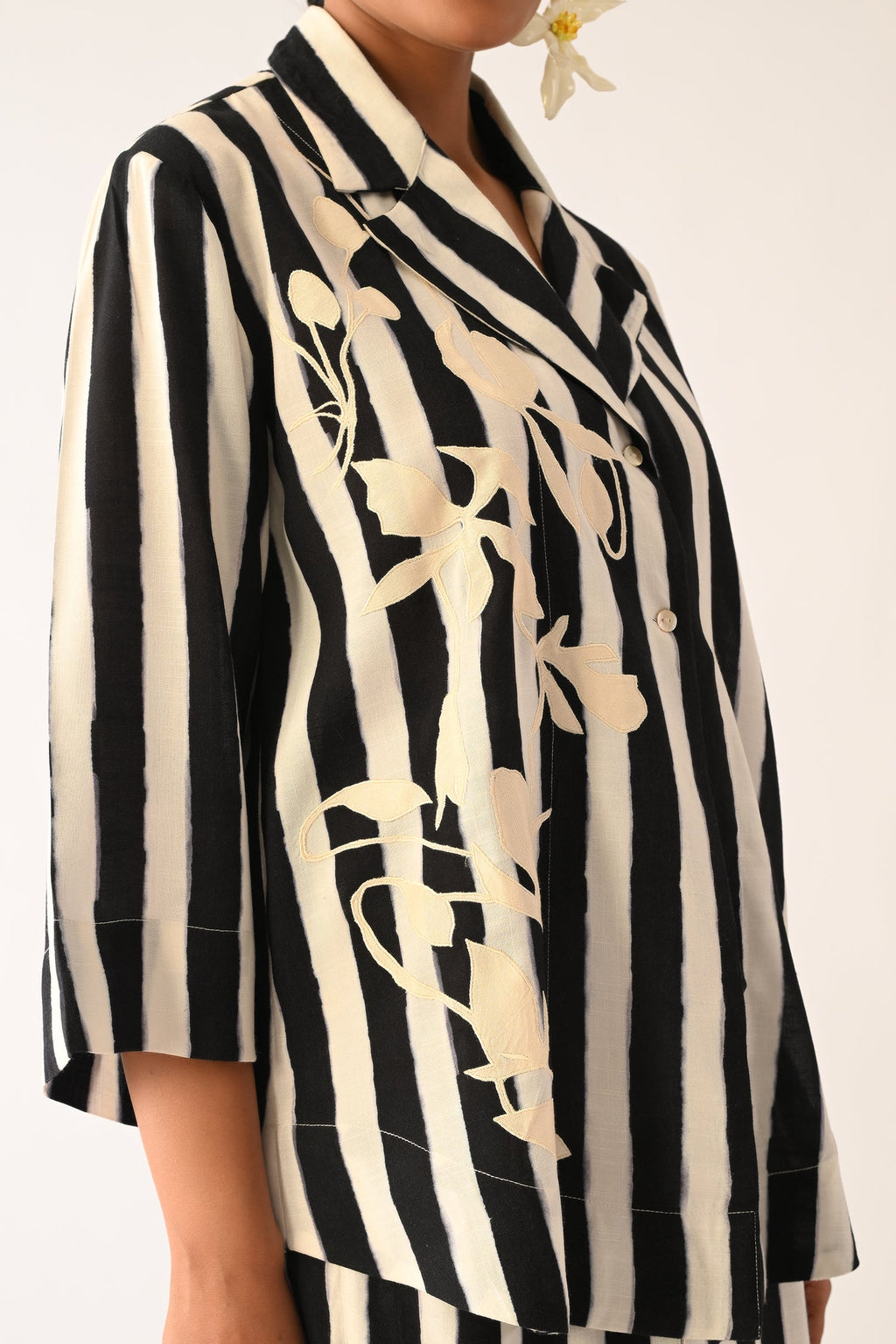 Revolt B&W Psyflora Appliqué Jacket