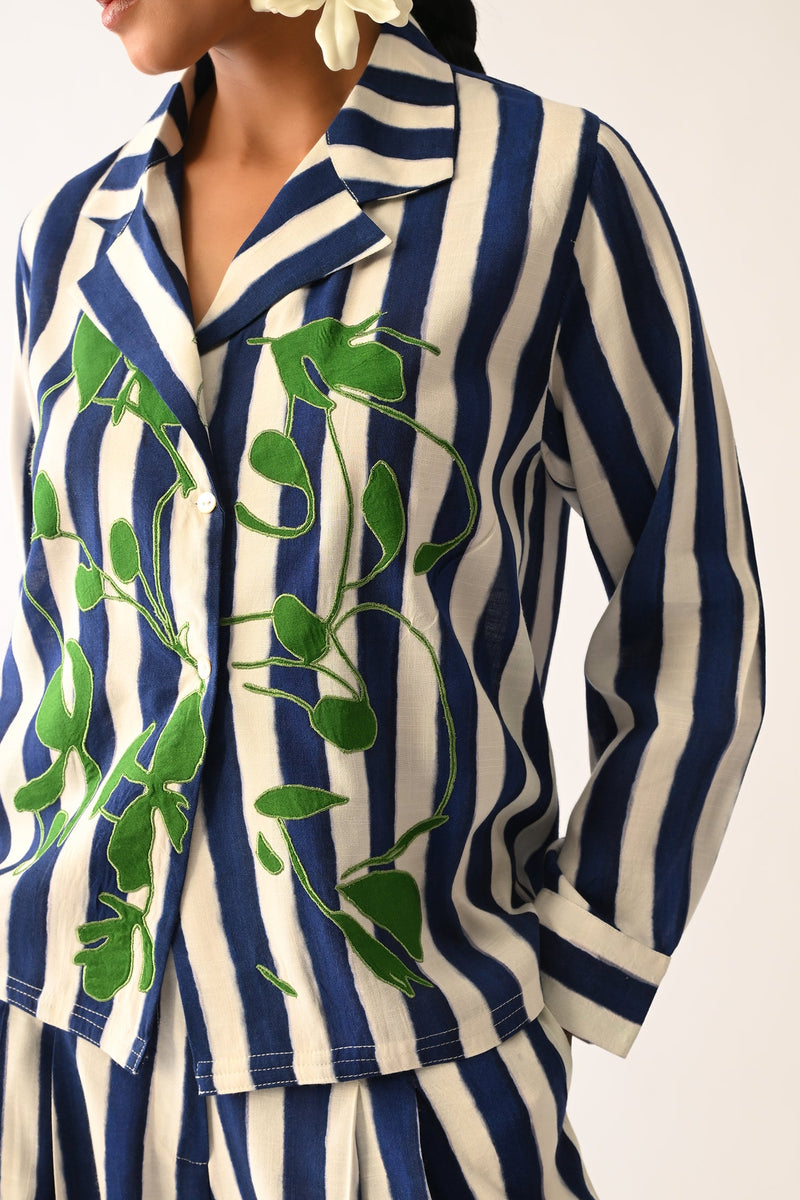Revolt RB Cuban Collar Appliqué Shirt