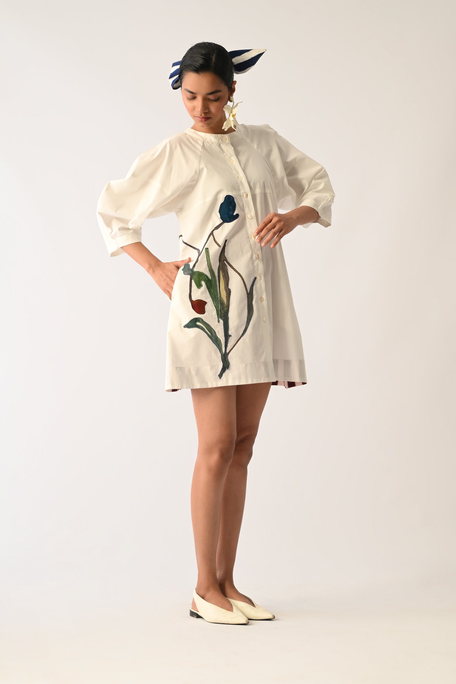 Botanica Ivory Bubble Aline Appliqué Dress