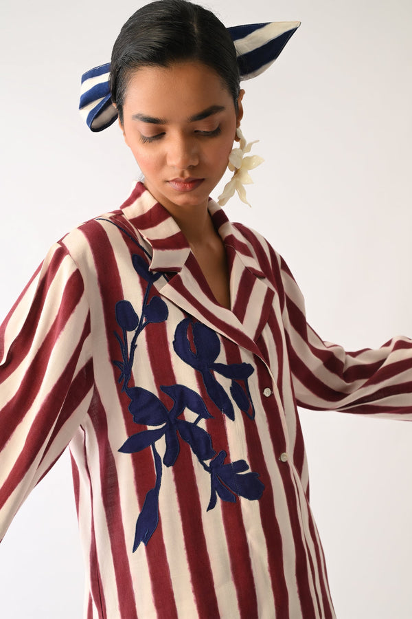 Revolt Bric Psyflora Appliqué Shirt