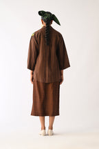 Brown Psyflora Appliqué Shirt Set