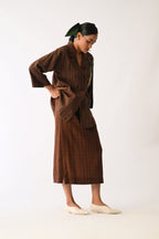 Brown Psyflora Appliqué Shirt Set