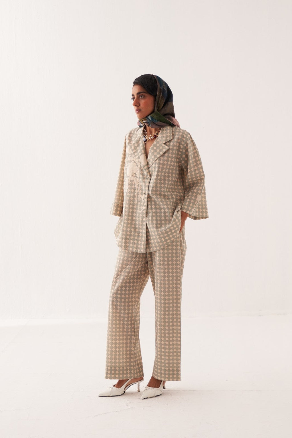 Cuboid Applique Jacket Shirt