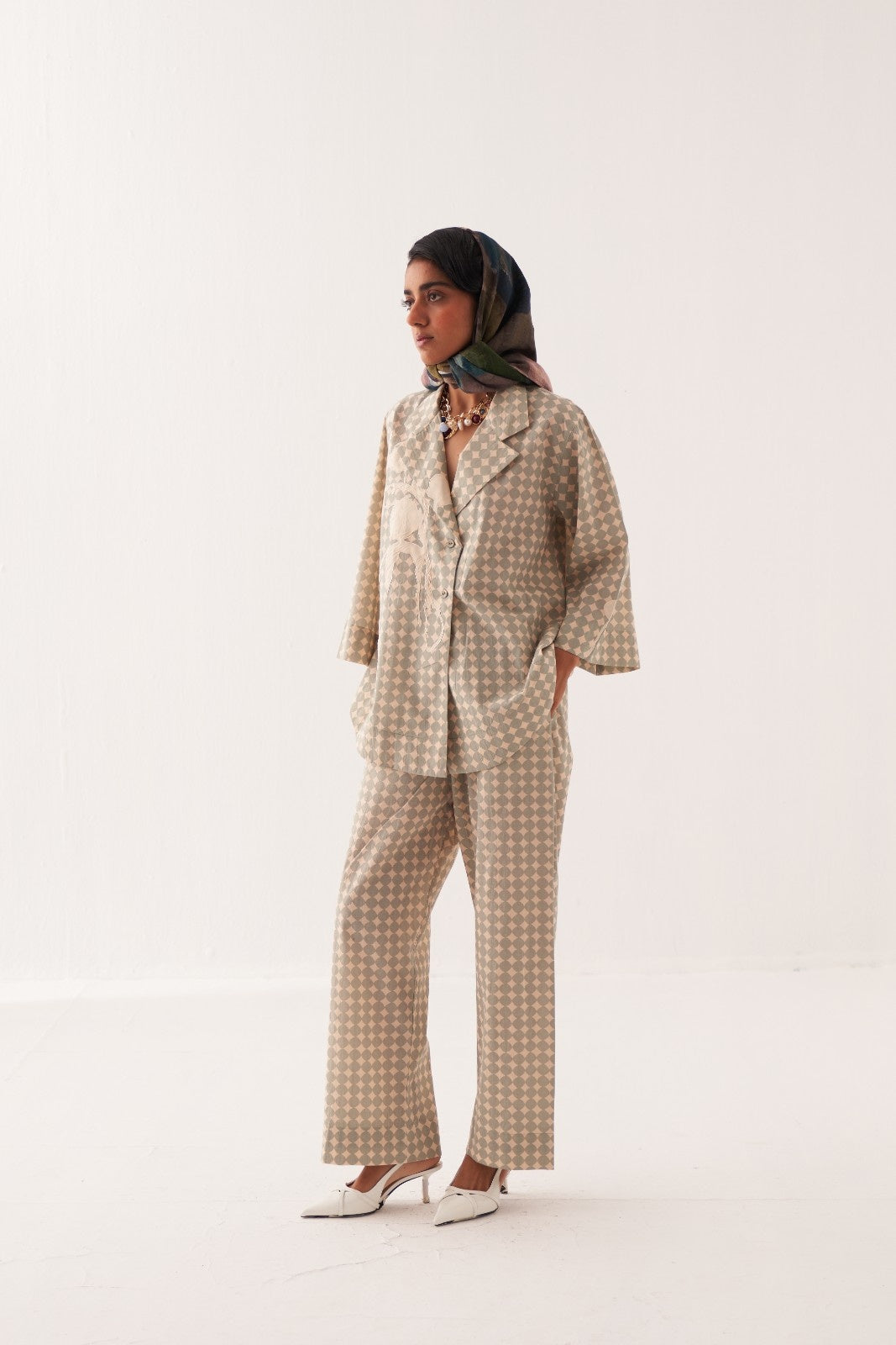 Cuboid Applique Jacket Shirt