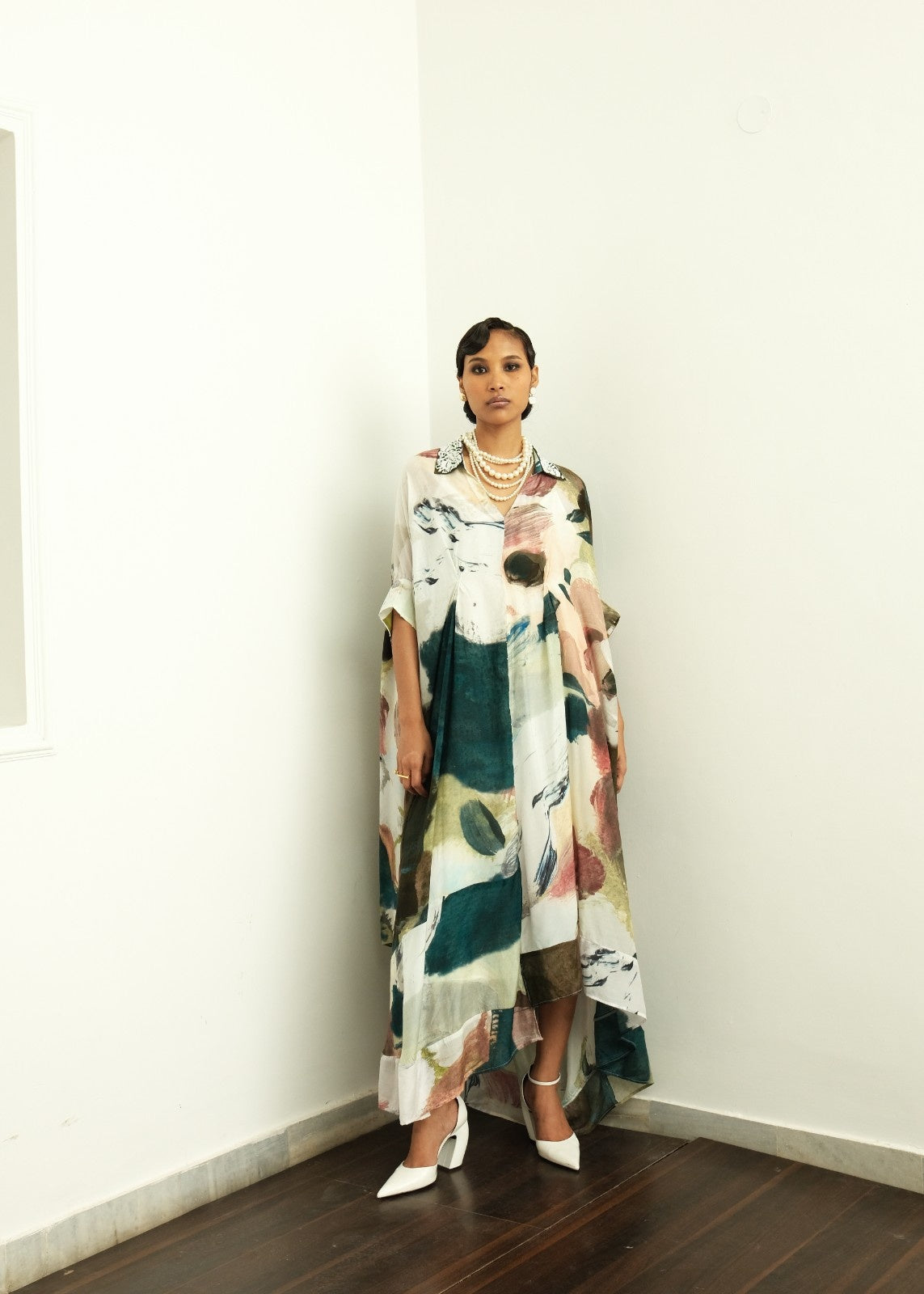 Moonbloom Ivory Drape Dress